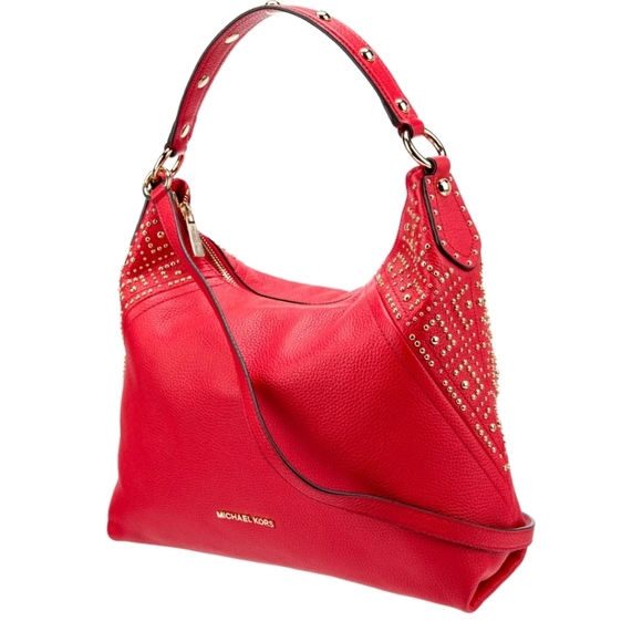 ❄️❄️ SET !!!Nwot Michael Michael Kors Stud Embellished Leather Hobo - Picture 4 of 12